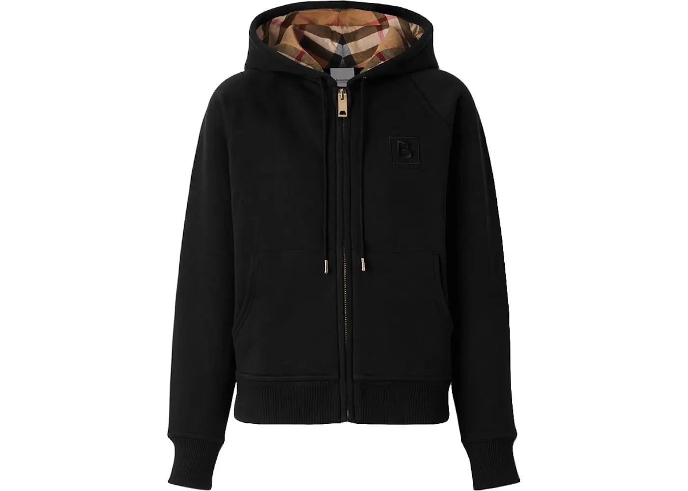 Sweat zippée Burberry à capuche à carreaux Noir