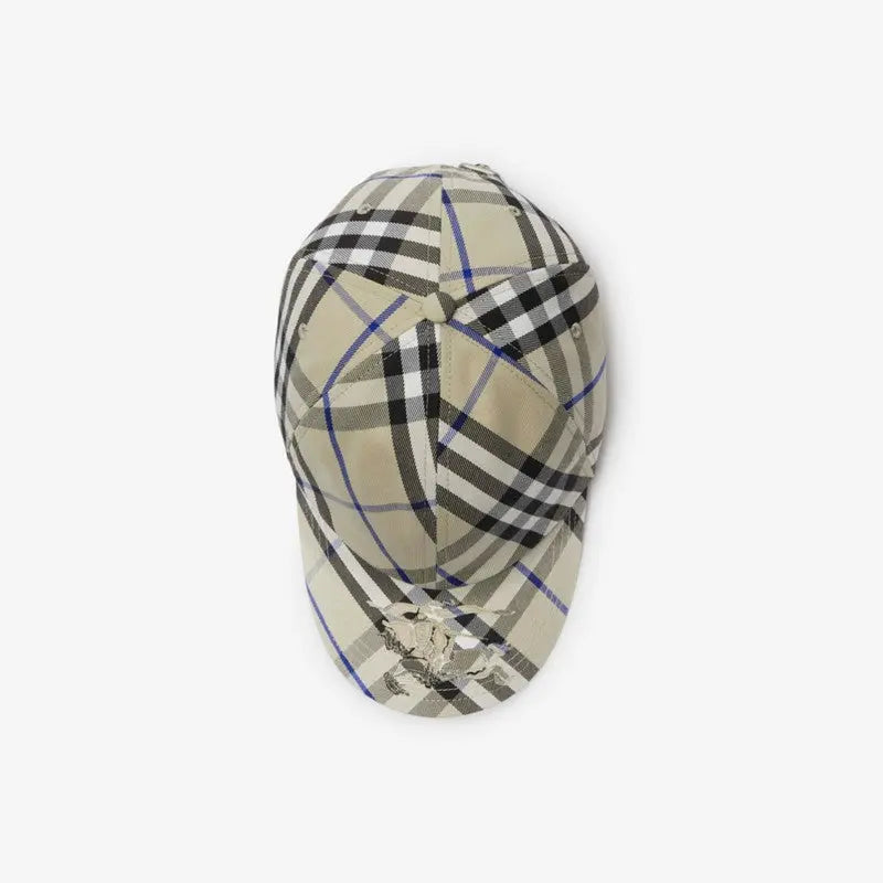 Casquette Burberry en coton mélangé Check EKD LICHEN
