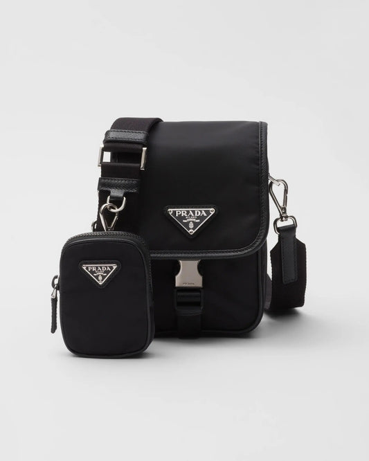 Sac porté épaule en Re-Nylon et cuir Saffiano