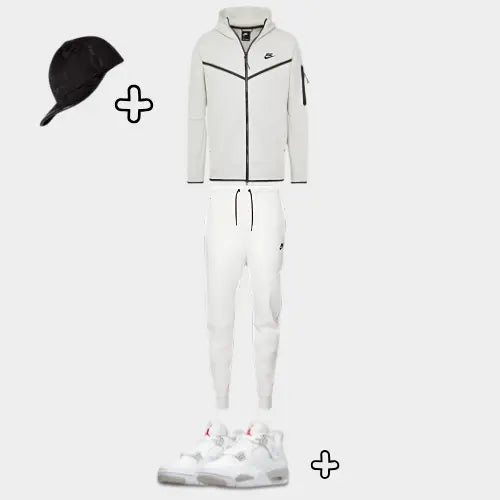 Outfit Tech Fleece Blanc + Casquette Offerte