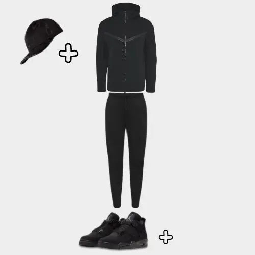 Outfit Tech Fleece Black + Casquette Offerte