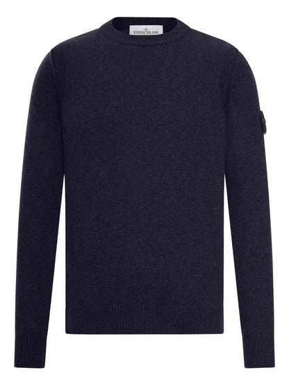 Stone Island Pull Col Rond Bleu Marine