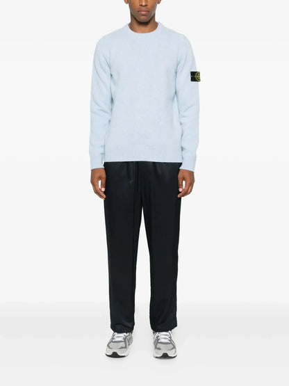 Stone Island Pull Col Rond Bleu