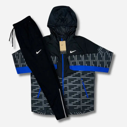 Ensemble survêtement running Noir et bleu
