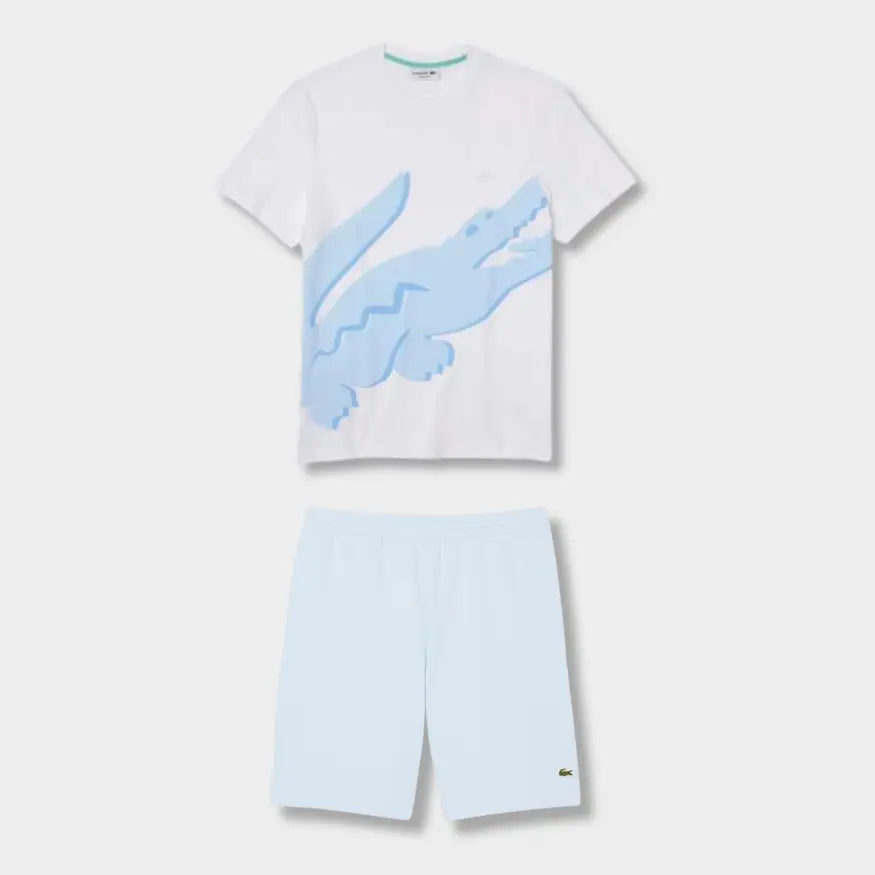 Ensemble short/t-shirt Lacoste Bleu et blanc