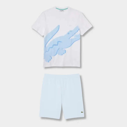 Ensemble short/t-shirt Lacoste Bleu et blanc