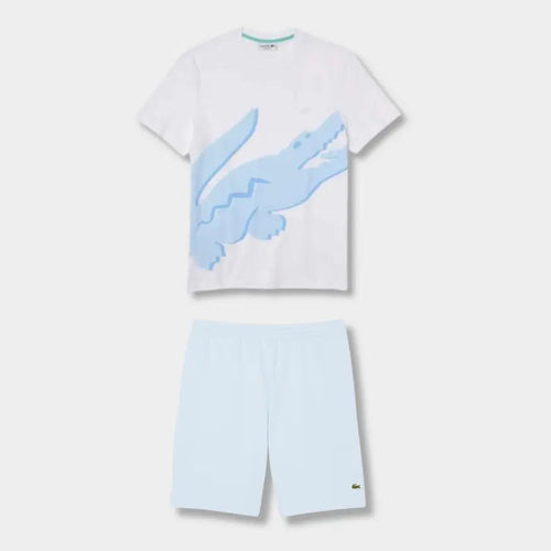 Ensemble short/t-shirt Lacoste Bleu et blanc