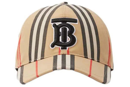 Casquette de baseball coton carreaux traditionnels monogramme beige