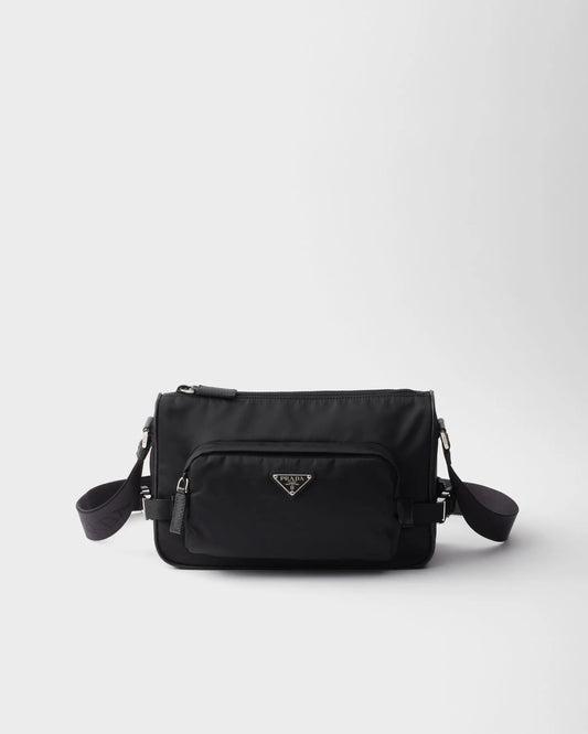 Sac de taille moyenne porté épaule en Re-Nylon et cuir Saffiano