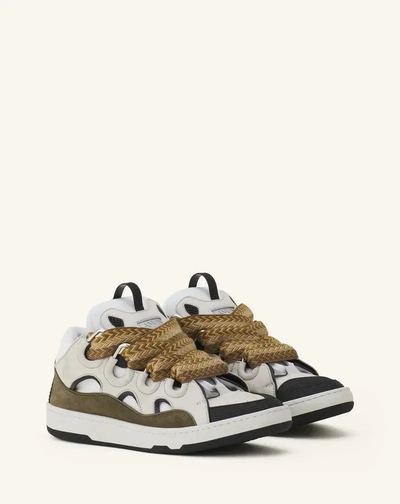 Lanvin Curb Blanc Et Kaki