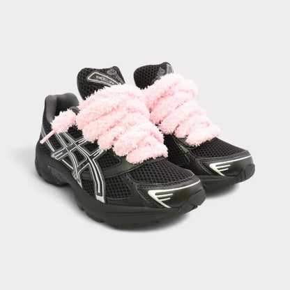 GEL-1130 Black Pure Silver - Fluffy Laces Pink