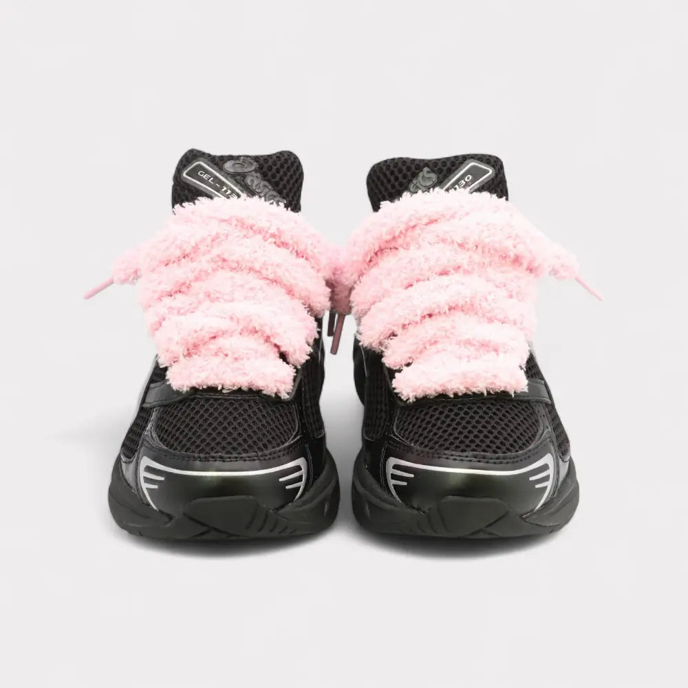 GEL-1130 Black Pure Silver - Fluffy Laces Pink