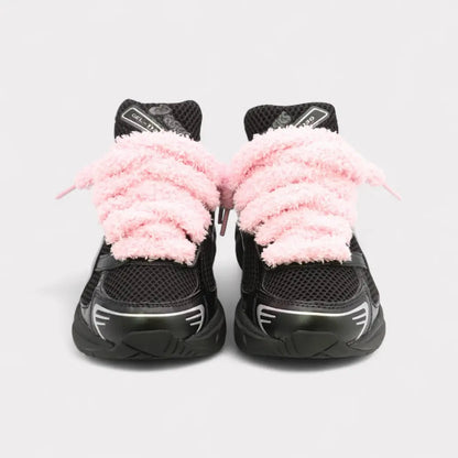 GEL-1130 Black Pure Silver - Fluffy Laces Pink