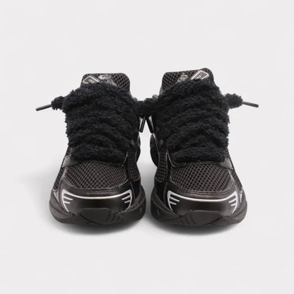 GEL-1130 Black Pure Silver - Fluffy Laces Black