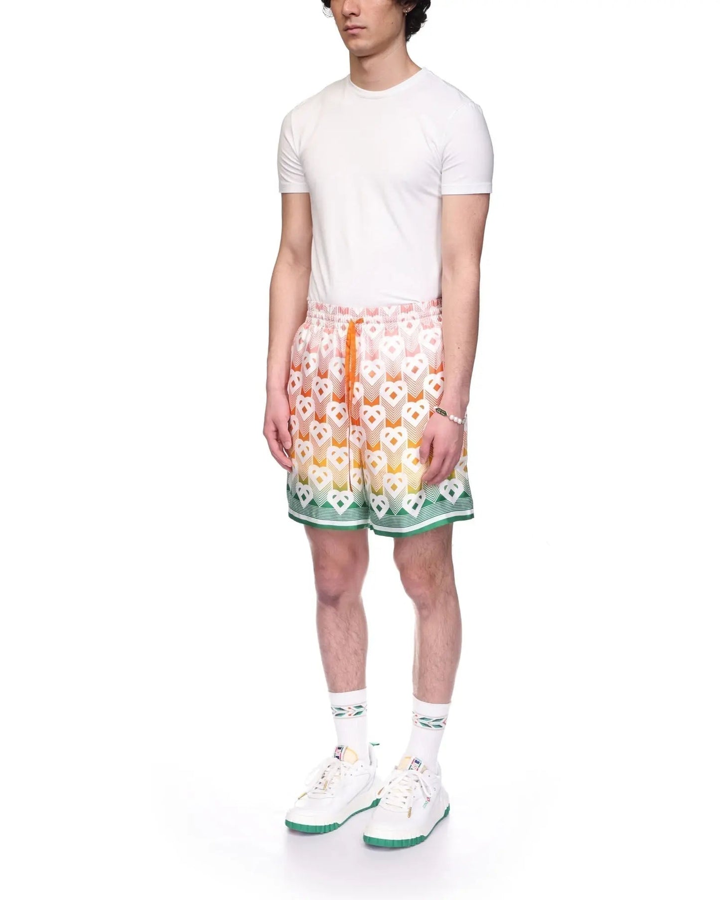 Gradient Heart Monogram Silk Shorts