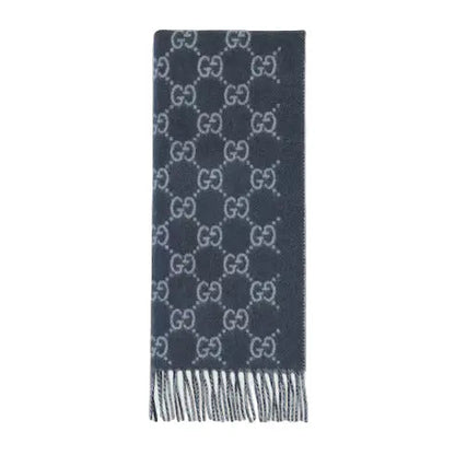 Bonnet Et Écharpe en jacquard de cachemire GG en Bleu Marine
