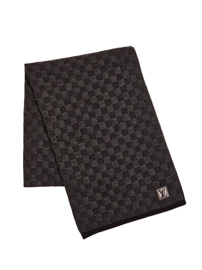 Bonnet et Écharpe Neo Petit Damier Gris Foncé