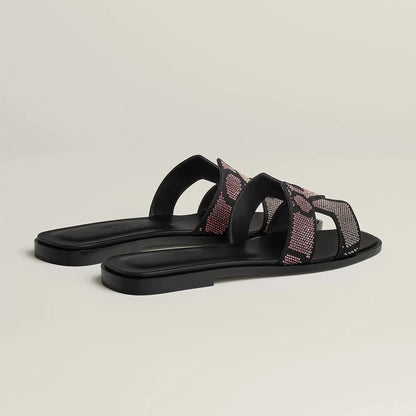 Sandales Oran Noir Et Rose