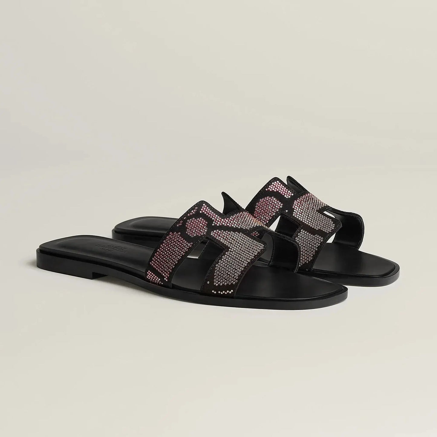 Sandales Oran Noir Et Rose